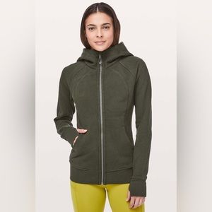 Lululemon Women's Army Green Scuba Full Zip Up Hooded Jacket, Size 6 (Medium)